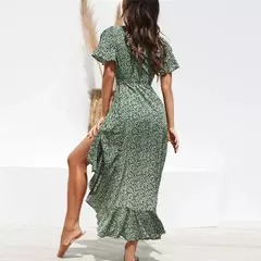 Maxi vestido impressão floral longo