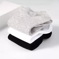 Imagem do 5 pares/lote baixo corte meias masculinas cor sólido preto branco cinza traçã