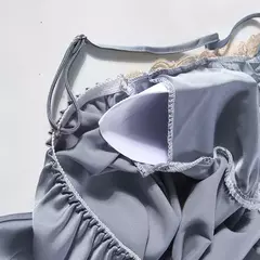 Pijamas Camisola, Kimono Roupão Vestido, Cetim Lady Nighty Renda Patchwork