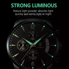 POEDAGAR-Relógio esportivo de quartzo luminoso impermeável masculino com data, - comprar online