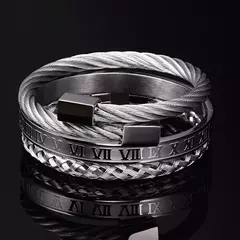 Luxo 3 pçs/set pulseira de aço inoxidável hip hop homens jóias número romano na internet