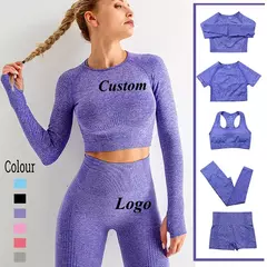 Conjunto sem costura feminino para ioga, roupa esportiva com manga longa - comprar online
