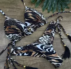 Conjunto sexy de biquíni estampado em pôa - comprar online