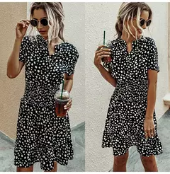 Vestido feminino de oncinha com babado, casual - comprar online