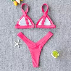 Conjunto de biquíni feminino push-up sólido, maiô patchwork, maiô brasileiro - comprar online