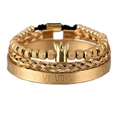 Luxo 3 pçs/set pulseira de aço inoxidável hip hop homens jóias número romano - Smartshopstores Boutique