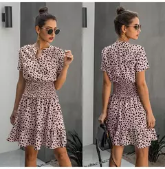 Vestido feminino de oncinha com babado, casual - Smartshopstores Boutique