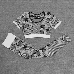 Camuflagem conjunto de esporte feminino 2 peças duas peças na internet