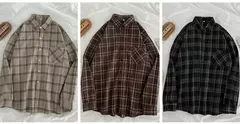Camisa xadrez oversize para as mulheres, blusa de manga longa, moda coreana - comprar online