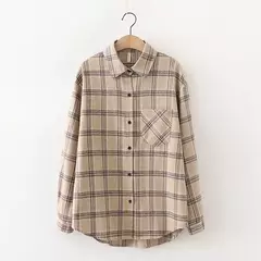 Imagem do Camisa Xadrez Oversized Feminina, Moda Coreana