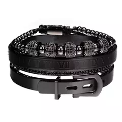 Luxo Roman Royal Classic pulseira de aço inoxidável, pulseiras titânio, masculino - loja online