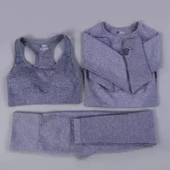 Conjunto sem costura feminino para ioga, roupa esportiva com manga longa - loja online
