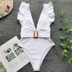 Maiô sexy com cinto cor solida - Smartshopstores Boutique