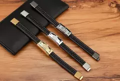 Acessório de luxo aço inoxidável masculino couro - comprar online