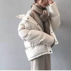 Jaqueta Feminina com gola alta, casaco curto, cor solida, moda inverno na internet