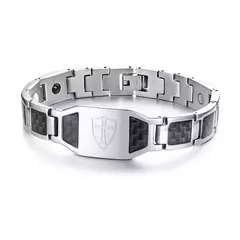 Imagem do Pulseira magnética masculina, fibra de carbono, saúde e energia, 12mm