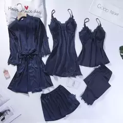 Pijamas Camisola, Kimono Roupão Vestido, Cetim Lady Nighty Renda Patchwork - loja online