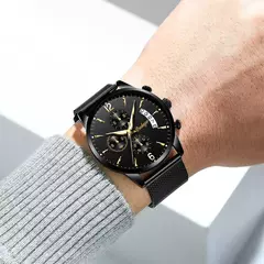 POEDAGAR-Relógio esportivo de quartzo luminoso impermeável masculino com data,