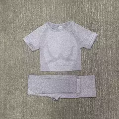 Imagem do Conjunto sem costura feminino para ioga, roupa esportiva com manga longa