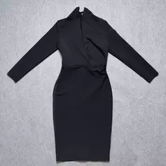 Vestido manga longa profundo decote em v sexy - Smartshopstores Boutique