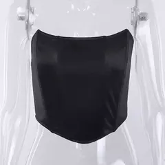 Sem mangas fora do ombro espartilho de veludo feminino, tops sexy, bustier sem costa