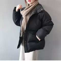 Jaqueta Feminina com gola alta, casaco curto, cor solida, moda inverno - comprar online
