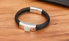 Imagem do Acessório de luxo aço inoxidável masculino couro