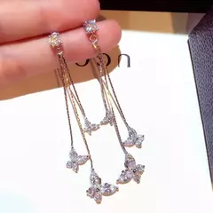 JUWANG-Luxo Banhado 14K Folhas de Ouro Real Brinco, Delicado Micro Incrustado Zi na internet