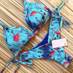Conjunto sexy de biquíni estampado em pôa - comprar online