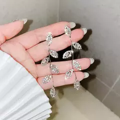 JUWANG-Luxo Banhado 14K Folhas de Ouro Real Brinco, Delicado Micro Incrustado Zi