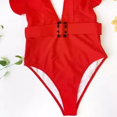 Maiô sexy com cinto cor solida