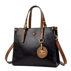 Bolsa de couro vintage para mulheres 3 camadas, bolsa casual para senhoras, bols
