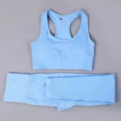 Conjunto sem costura feminino para ioga, roupa esportiva com manga longa na internet
