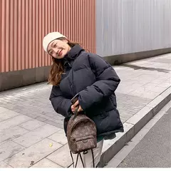 Jaqueta Feminina com gola alta, casaco curto, cor solida, moda inverno - loja online