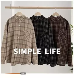 Camisa Xadrez Oversized Feminina, Moda Coreana - loja online