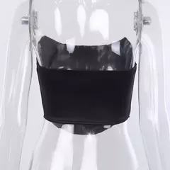 Sem mangas fora do ombro espartilho de veludo feminino, tops sexy, bustier sem costa na internet