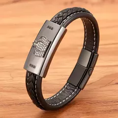 Acessório de luxo aço inoxidável masculino couro - comprar online