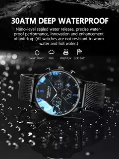 POEDAGAR-Relógio esportivo de quartzo luminoso impermeável masculino com data, - Smartshopstores Boutique