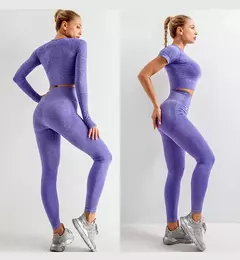 Conjunto sem costura feminino para ioga, roupa esportiva com manga longa - comprar online