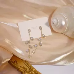 JUWANG-Luxo Banhado 14K Folhas de Ouro Real Brinco, Delicado Micro Incrustado Zi - loja online