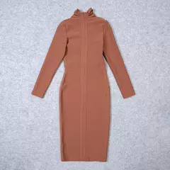 Vestido manga longa profundo decote em v sexy - loja online