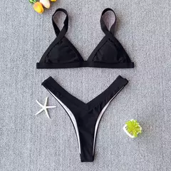 Conjunto de biquíni feminino push-up sólido, maiô patchwork, maiô brasileiro - Smartshopstores Boutique