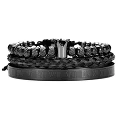 Luxo 3 pçs/set pulseira de aço inoxidável hip hop homens jóias número romano