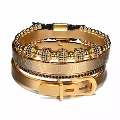 Luxo Roman Royal Classic pulseira de aço inoxidável, pulseiras titânio, masculino na internet