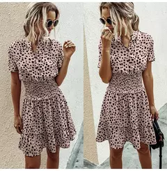 Vestido feminino de oncinha com babado, casual - loja online