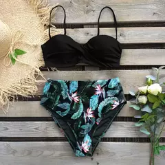 Biquíni feminino sexy com estampa de folhas, roupa de banho - comprar online