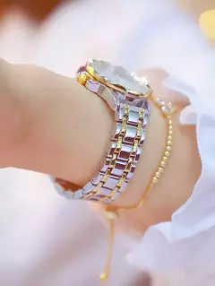 Relógio de pulso feminino diamante strass, elegante na internet