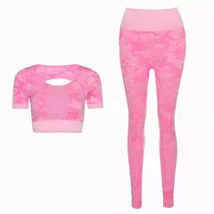 Camuflagem conjunto de esporte feminino 2 peças duas peças - comprar online