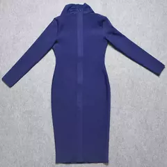 Vestido manga longa profundo decote em v sexy - loja online