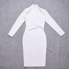Imagem do Vestido manga longa profundo decote em v sexy